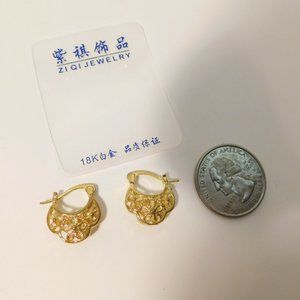 Ziqi Jewelry Ladies Hoop Earrings Gold Tones Lever Fasteners